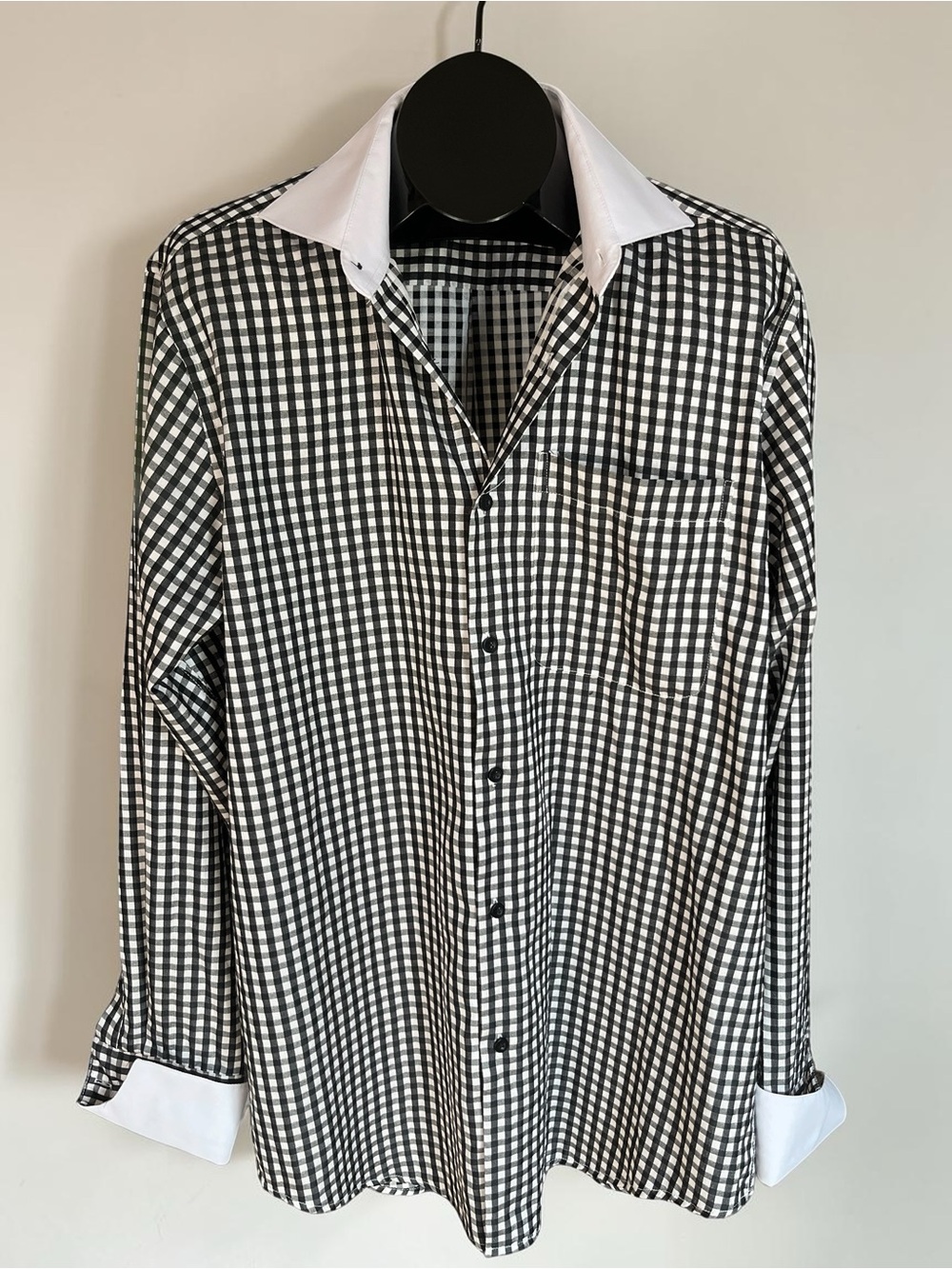 Fortino Landi Black and White Gingham Dress Shirt